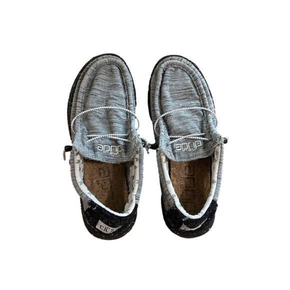 HeyDude Other - HeyDude Comfortable Men's Wally Gray Nickel Black foam Insole Shoes Size 8